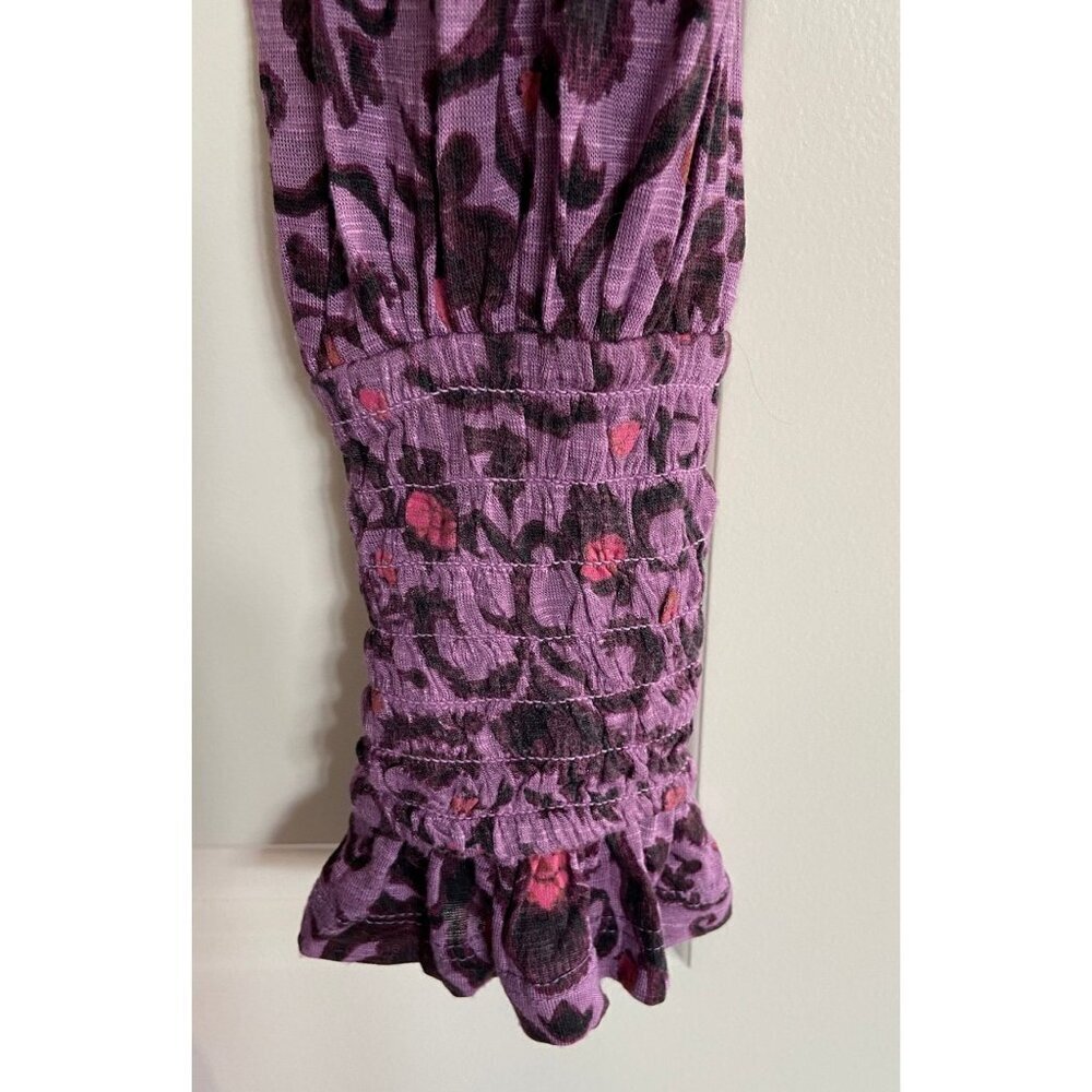 Free People Printed Bridgette Tunic Top Oversized Blouse Violet Rose Women's XS - Picture 4 of 8